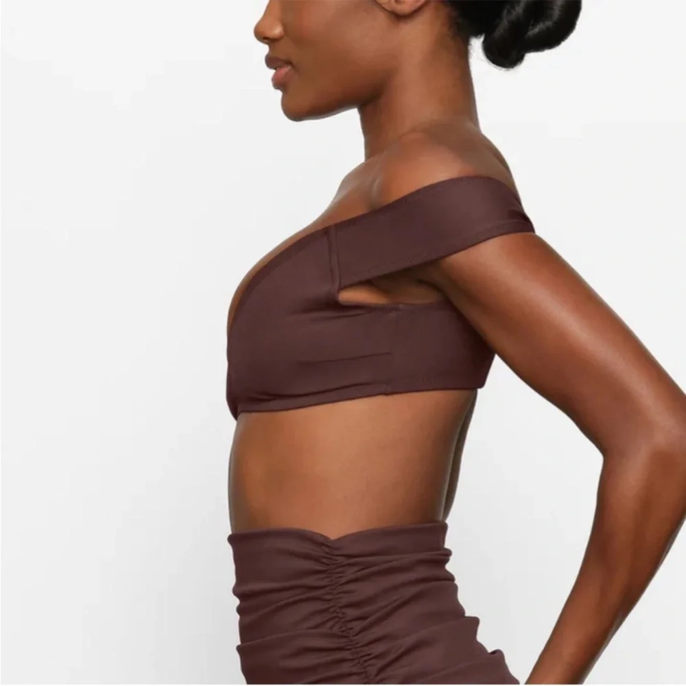 SKIMS Cocoa Sculpting Swim Off-Shoulder Top